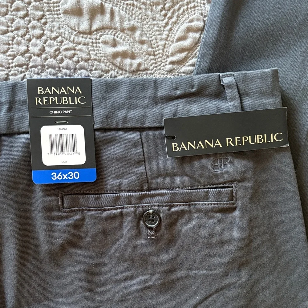 Banana Republic Mens Chino Pants 36x30 Gray NWT Preppy Business Casual Office